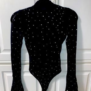 Bell sleeve bodysuit with diamonds